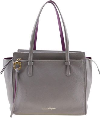 Ferragamo Amy Grey Leather Shoulder Bag (Pre-Owned)
