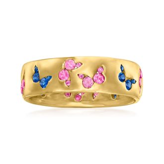 Ross-Simons Pink and Blue Sapphire Butterfly Ring in 18kt Gold Over Sterling