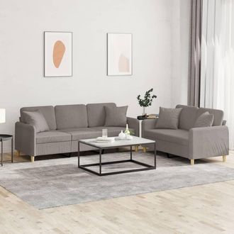 vidaXL Vidaxl - Juego De Sof&aacute;s Con Cojines 2 Piezas Tela Gris Taupe