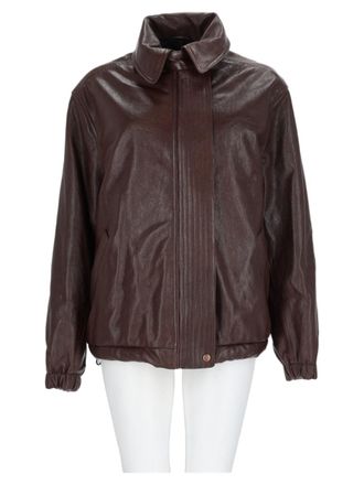 Magda Butrym Brown Elasticated Hem Sheepskin Leather Jacket