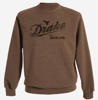 Drake Mens Life Graphic Crew Sweatshirt In Golden Pecan Dark Heather