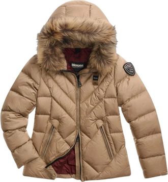 Blauer Alicia Geometric Line Winterjas - Dames - Jassen - Beige - Maat: M Leer