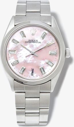 Rolex Reworked Vintage Rolex Oyster Perpetual Watch - Womens - Diamond/Pearl/Stainless Steel