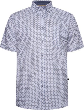 KAM Shirt Jewel Pattern Short Sleeve Cotton Button Down Men Plus Size 2-8XL 6345 (UK, Alpha, 4XL, Plus, Regular, Blue)