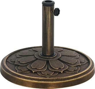 OEM Base Para Sombrilla Con Dise&ntilde;o Retro Flor De Loto Peso 12 Kg Para Jard&iacute;n Patio Terraza &Oslash;46x33 Cm Color Bronce