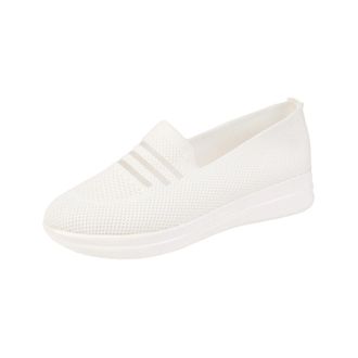 Generic Slip On Shoes Women Wide Fit Casual Walking Shoe Round Toe Lightweight Breathable Thick Bottom Comfortable Running Shoes Gym Workout Tennis White