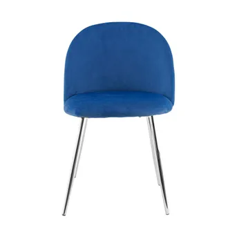 Grundig Silla De Sal&oacute;n Shelby 50x45x80h Cm Sill&oacute;n Vintage Terciopelo Y Pies Plata Color: Azul Oscuro