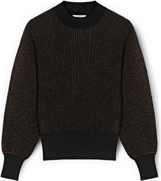 Motivi Geribbelde coltrui van gelamineerd garen - Dames - Coltruien - Bruin - XS - Polyester - Truien & Vesten