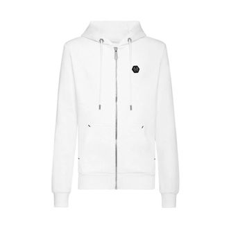 Philipp Plein Zip-throughs, male, White, Size: XS White Hooded Zip Sweatshirt Fall/Winter
