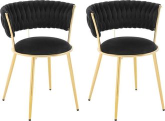 Woltu 2x Sillas De Comedor Modernas De Terciopelo Sillas De Cocina Tapizadas Con Patas De Metal Para Sal&oacute;n, Negro - Woltu