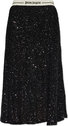 Palm Angels Sequin Rok - Dames - Midirokken - Zwart - L - Polyester - Rokken