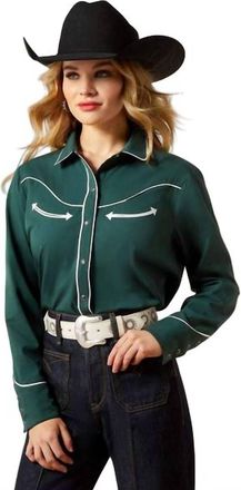 Ariat Contrast Piping Mirrorball Blouse In Green