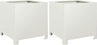 vidaXL Jardineras 2 unidades acero blanco 40x40x40 cm Vidaxl