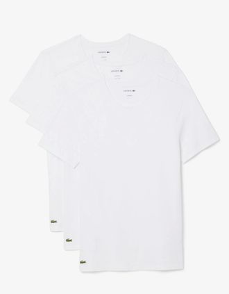 Lacoste Mens Lacoste Mens 3-Pack Plain Mens T-Shirts - White 001 - Size: 40