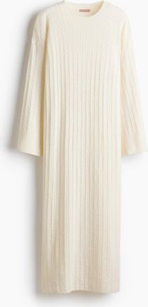 H&M Kleid in Zopfstrick - White