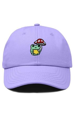 Dalix Mushroom Frog Embroidered Hat in Lavender at Nordstrom