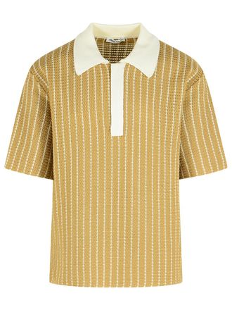 Jil Sander Beige Baumwollstrick-Poloshirt