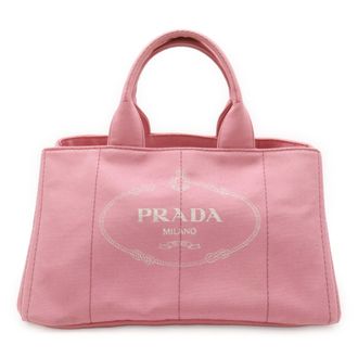 Prada Canapa Pink Canvas Handbag Tote Bag (Pre-Owned)
