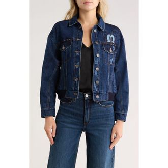 Desigual Mickey Mouse Denim Trucker Jacket in Medium Blue at Nordstrom Rack, Size X-Small