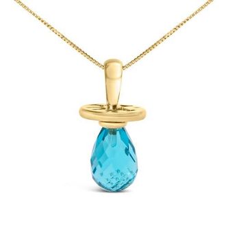House of Brilliance 14K Yellow Gold and Blue Quartz Pacifier Pendant Necklace at Nordstrom