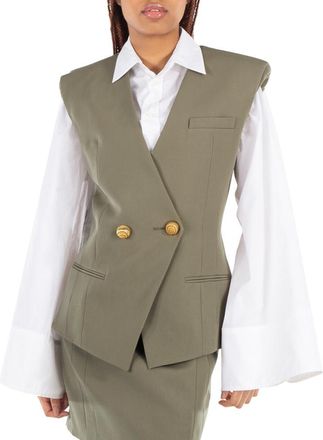 Balmain Grain-Effect Buttoned Vest, Brand Size 34 (US Size 2)