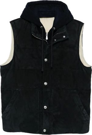 Eleventy Su&egrave;de gilet met capuchon - Blauw