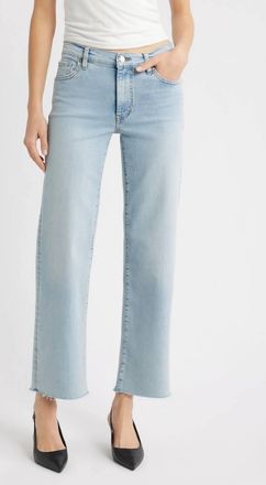Frame Denim Mellow Frayed Ankle Straight Leg Jeans In Tribute Raw Fray