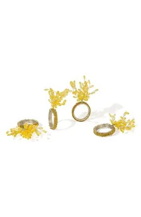 Tiramisu Floraison Gilded Set of 4 Napkin Rings in Yellow at Nordstrom Rack