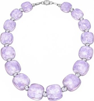 Gold & Honey Womens For Brunch Beaded Lucite Necklace In Purple Marble