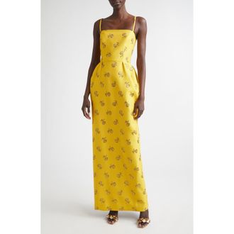 Carolina Herrera Carnation Jacquard Bell Gown in Saffron Multi at Nordstrom, Size 8