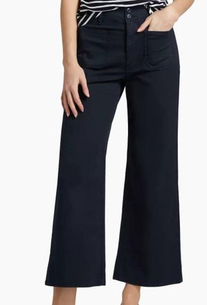 Veronica Beard Grant Cropped High-Rise Wide Leg Pants In Navy