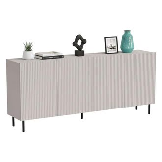 Dmora Aparador Corana, Aparador De Sal&oacute;n Con Cuatro Puertas Batientes, Elevado Del Suelo, 200 X 42 X 82 Cm, Beige