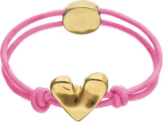 UNOde50 Elastic Thread Bracelet with 18K Gold-Plated Heart in Pink at Nordstrom, Size Medium