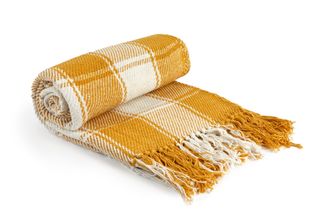 TJ Hughes Frisco - Recycled Cotton Throw In Ochre (50 Inch X 60 Inch) - TJ Hughes