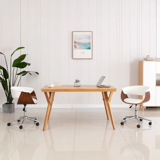 vidaXL Silla Comedor Giratoria Madera Curvada Cuero Sint&eacute;tico Blanco Vidaxl