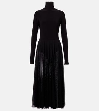 Norma Kamali Sheer jersey and mesh midi dress
