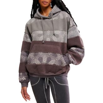 Free People FP Movement Final Call Appliqu&eacute; Graphic Hoodie in Chocolate Combo at Nordstrom, Size X-Small