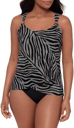 Miraclesuit Zirconic Dazzle Tankini Top in Black/White at Nordstrom, Size 18