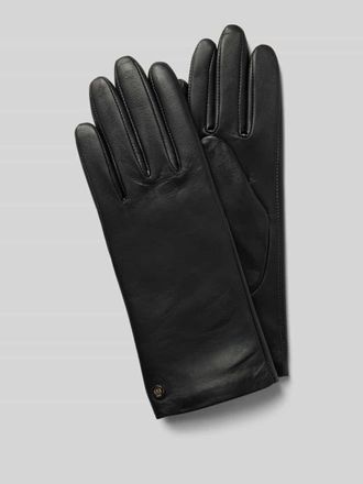 Roeckl Lederhandschuhe mit Label-Applikation Modell FRANKFURT in Black, Gr&ouml;&szlig;e 7,5