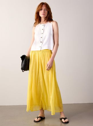 Contemporaine Womens Pleated sheer voile maxi skirt