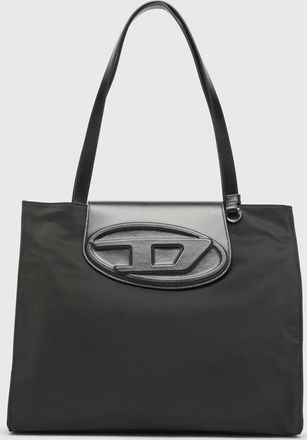 Diesel 1DR - Shopping bag in nylon with leather flap - Shopping Bags - Unisex - Black