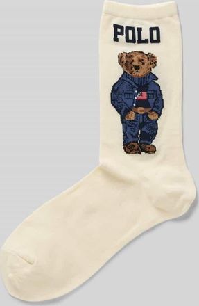Polo Ralph Lauren Socken mit Label-Motiv-Print in Offwhite, Größe 36-42