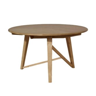 Robin des Bois Mesa de comedor redonda de roble macizo beige