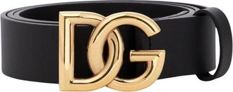 Dolce & Gabbana Black Leather DG Belt Size XS