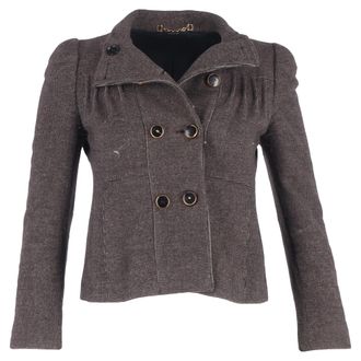 Gucci Gucci Gelaagde Dubbel-gestikte Blazer in Bruin Wol