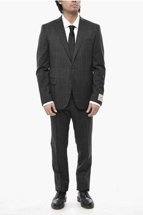 Corneliani CC COLLECTION District Check Virgin Wool Suit With Classic N size 54