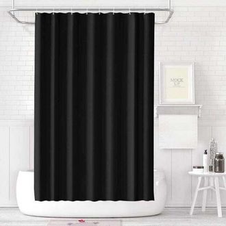 OEM Cortina De Ducha Antimoho, De Poli&eacute;ster Grueso, 120 X 180 Cm, Impermeable, Con Ojales Y Ganchos, Color Negro