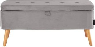 Happers Banco Almacenaje Terciopelo Gris &Uacute;nica Gris