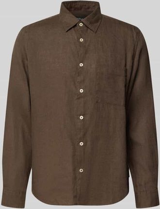 Marc O'Polo Regular Fit Freizeithemd aus reinem Leinen in Dunkelbraun, Gr&ouml;&szlig;e XXL