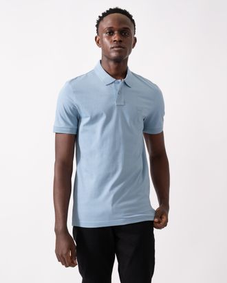 Boss Orange by Hugo Boss Mens Passenger Slim-Fit Polo Shirt in Light Blue Cotton - Size X-Large